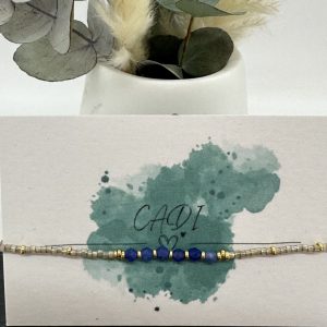 Cadi Armband Miyuki hellgrau Edelstein blauer Aventurin, Lovely Gem