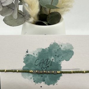 Cadi Armband Miyuki Edelstein grauer Achat grün, Lovely Gem