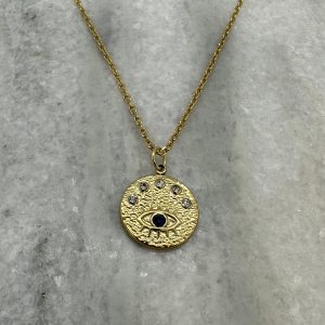 CADI Kette Edelstahl Gold Auge der Vorsehung Anhänger, Aureum