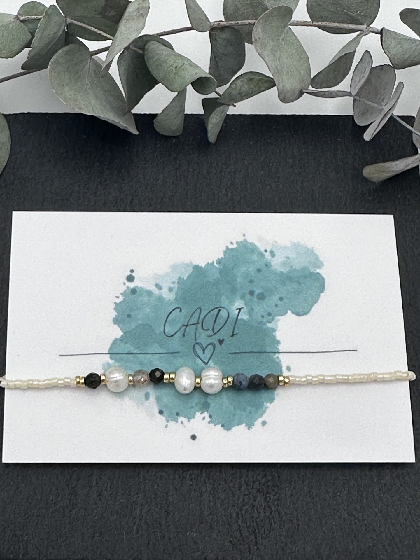 CADI Armband Miyuki hellgelb Süßwasserperle Edelstein Turmalin