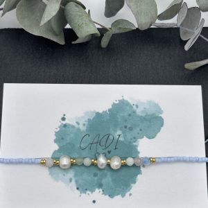 CADI Armband hellblau Süßwasserperle Edelstein Morganit, handgemacht in Klagenfurt, Oceania Gem