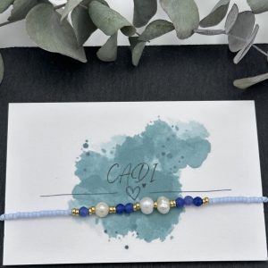 CADI Armband handgemacht Miyuki hellblau Süßwasserperle Edelstein blauer Aventurin, Oceania Gem