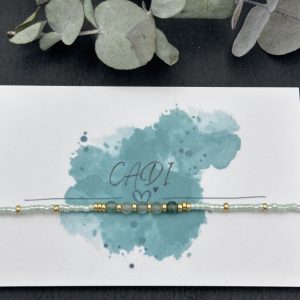 CADI Armband Miyuki Spacer gold mint Edelstein grüner Aventurin, Lovely Gem