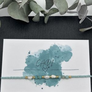CADI Armband Miyuki gold Süßwasserperle Edelstein Amazonit handgemacht, Oceania Gem