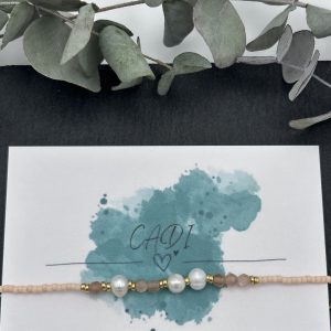 CADI Armband Miyuki pfirsich Süßwasserperlen Edelstein Mondstein handgemacht in Klagenfurt, Oceania Gem