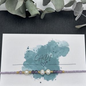 CADI Armband mit Süßwasserperlen, Miyuki Perlen und Edelstein Amtehyst, handgemacht in Klagenfurt am Wörthersee, Oceania Gem