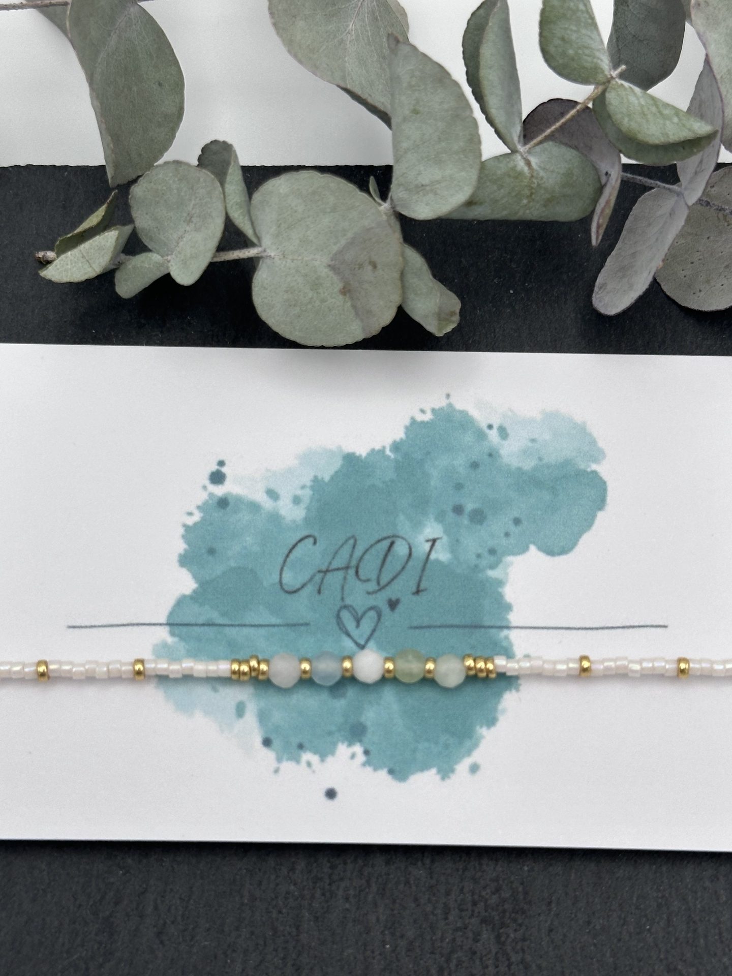 CADI Armband Miyuki Edelstein Morganit gold handmade with love, Lovely Gem