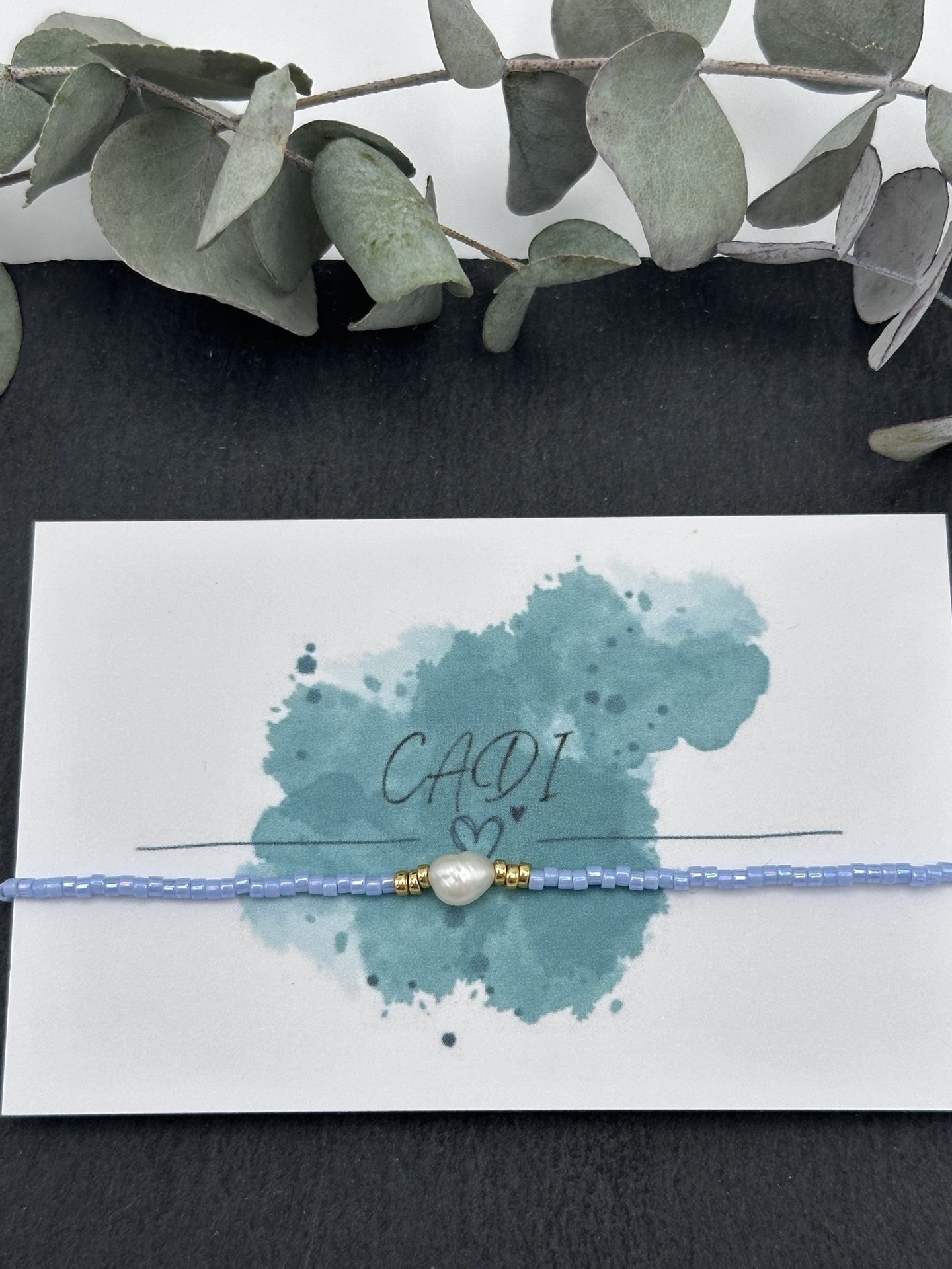 Armband CADI Miyuki Perlen Süßwasserperlen hellblau, handgemacht in Kärnten, Oceania