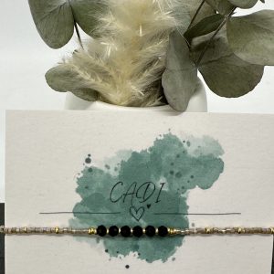 CADI Glasschliffperlen Armband golden beige Spacer Miyuki gold schwarz, Sparkle