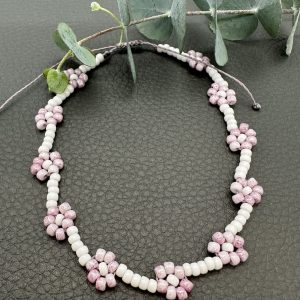 CADI Fußband Blumen weiß lila, Handarbeit aus Kärnten, Summer Flower