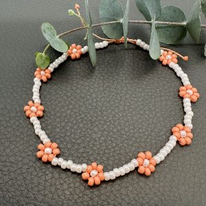 CADI Fußband Blumen pfirsich weiß, Handarbeit aus Klagenfurt am Wörthersee, Summer Flower