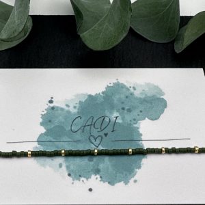 Armband Cadi Miyuki Spacer gold dunkelgrün, Handarbeit aus Klagenfurt, Everglow Spacer