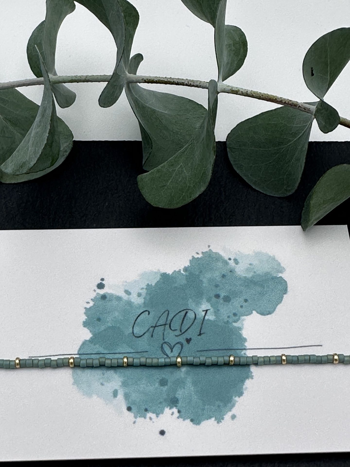 Armband Cadi Miyuki Spacer hellgrün/blau Handarbeit aus Klagenfurt, Everglow Spacer