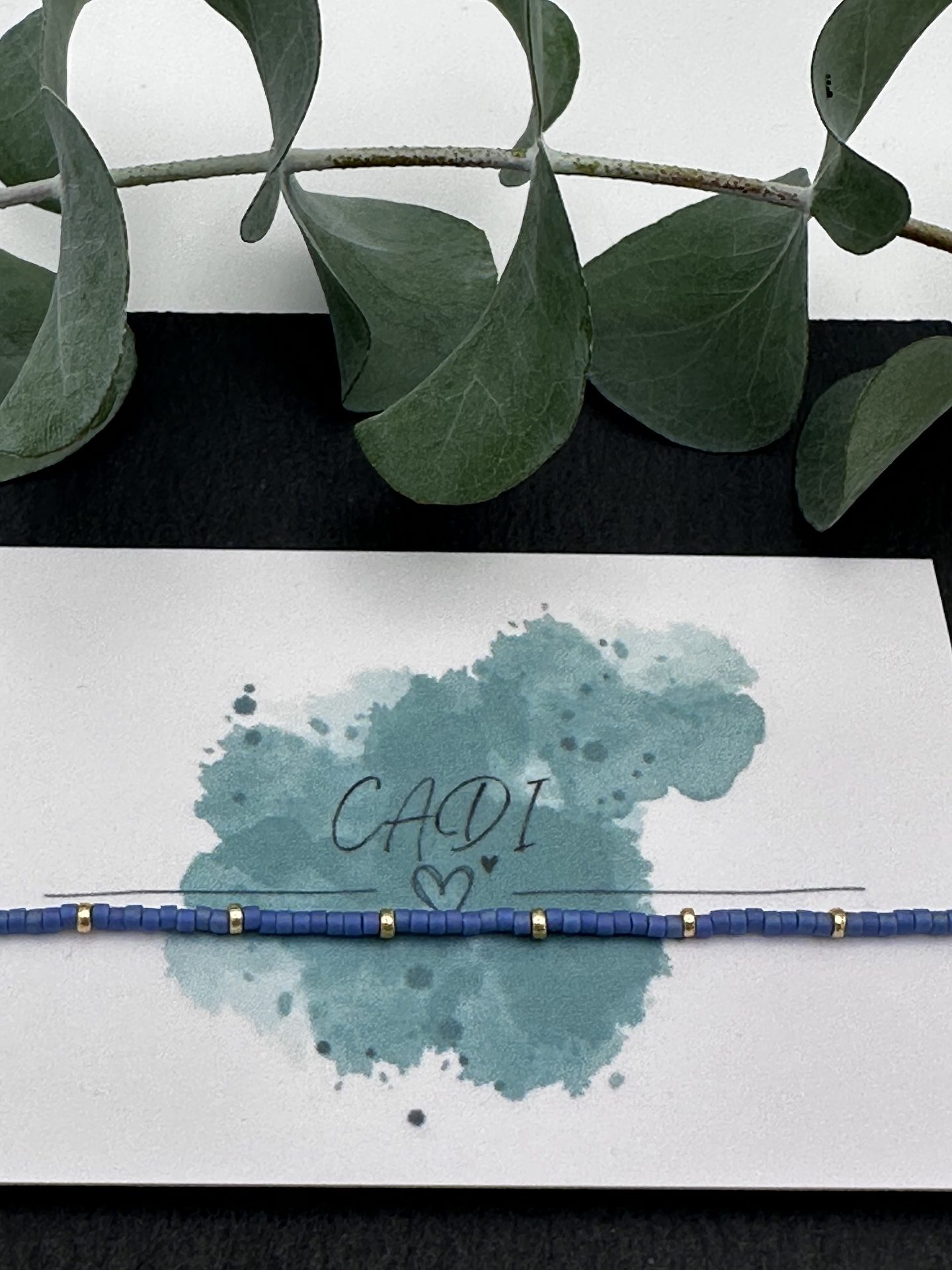 Armband Cadi Miyuki Spacer mittelblau gold, handgemacht in Klagenfurt am Wörthersee, Everglow Spacer