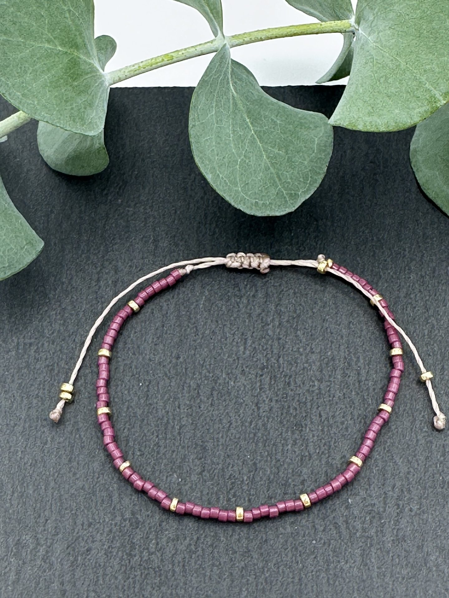 Armband Cadi Miyuki Spacer gold rotviolett, Handarbeit aus Klagenfurt