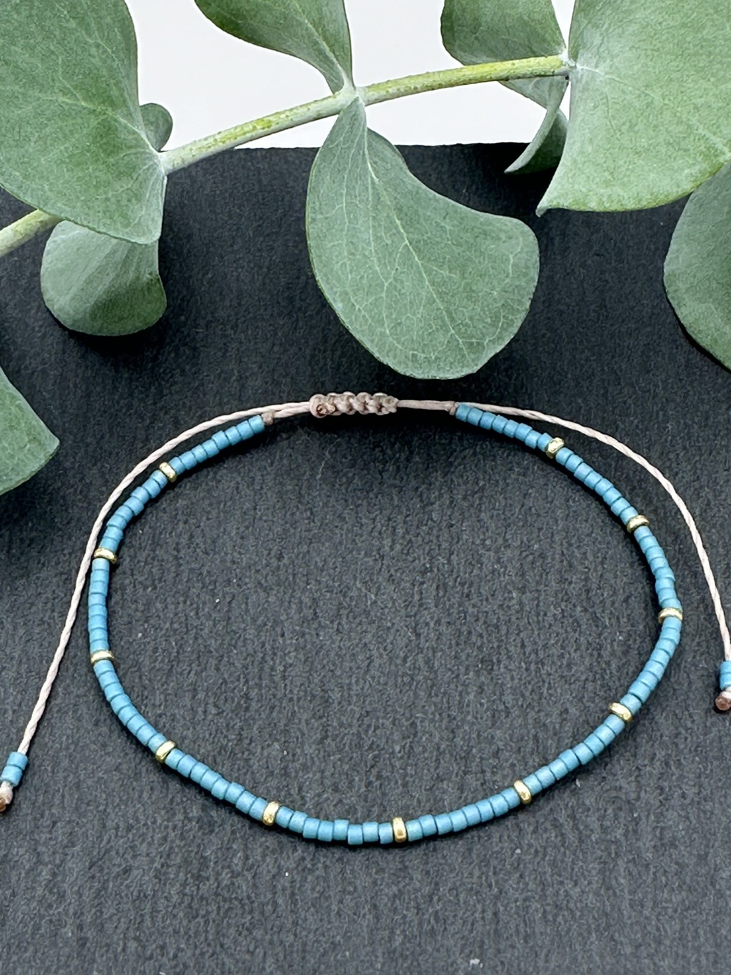 Armband Cadi Miyuki Spacer Beads türkis gold, handgemacht in Klagenfurt