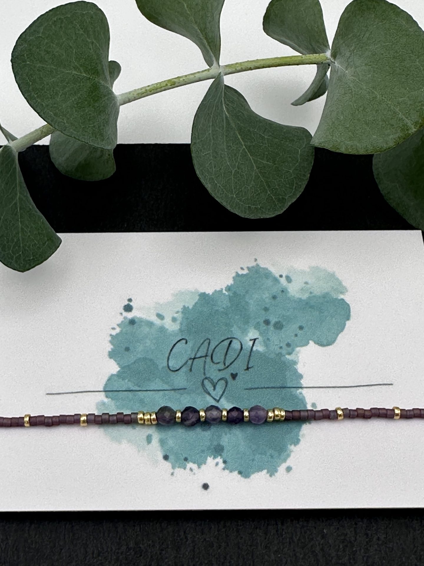 Armband CADI Miyuki Edelstein Amethyst, gold, mauve, handgemacht in Klagenfurt, Lovely Gem