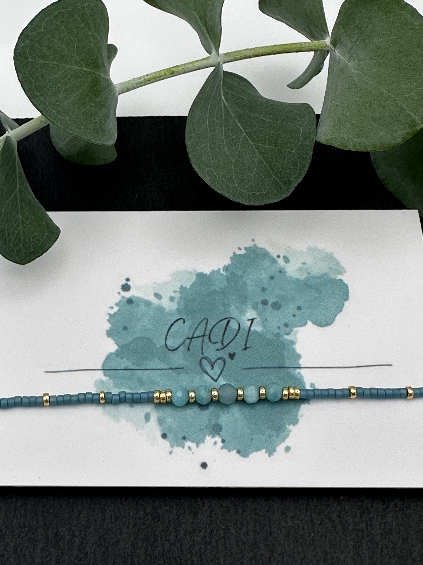 Armband CADI Miyuki gold Edelsteine blauer Chalcedon, Lovely Gem