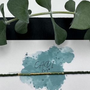 Armband Cadi Miyuki gold dunkelgruen pistazie, handgemacht in Klagenfurt, Triple Glow