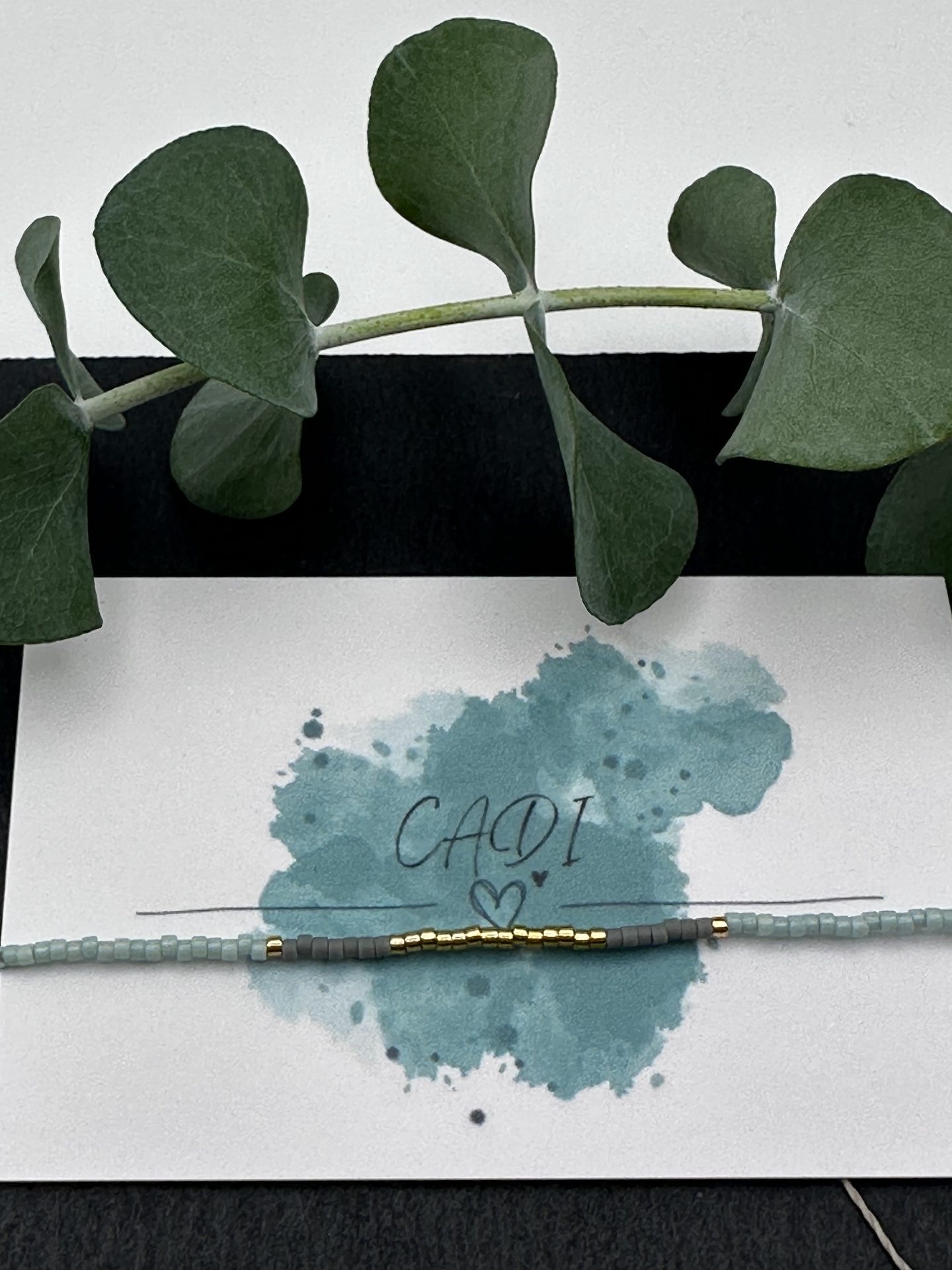 Armband Cadi Miyuki gold mint grau, Triple Glow