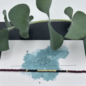 Armband Cadi Miyuki gold weinrot schwarz, handgemacht in Klagenfurt