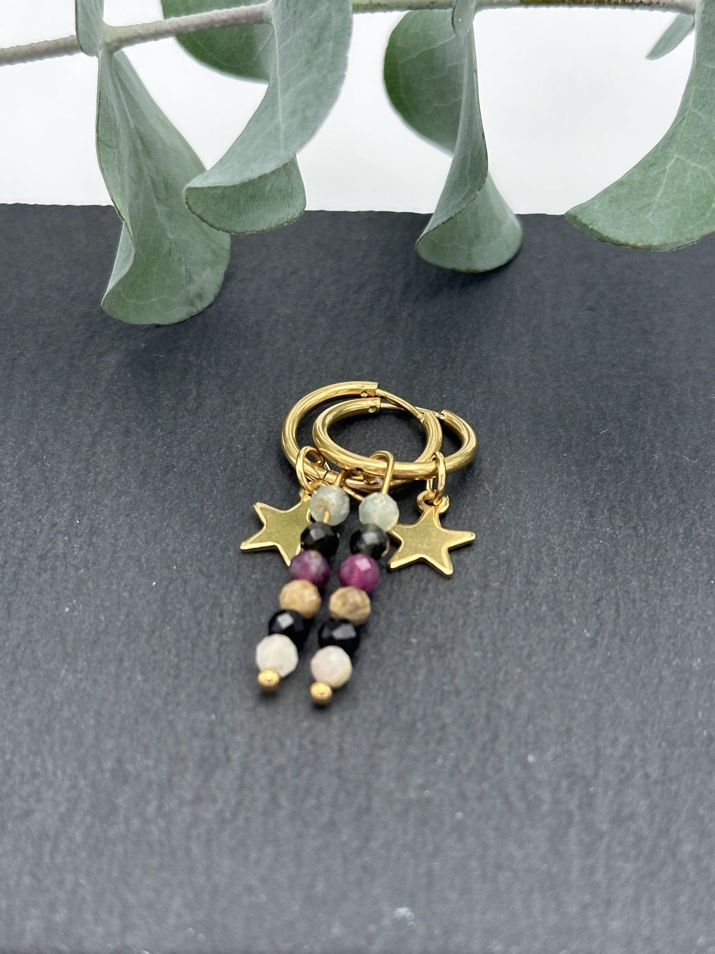 Ohrringe Hoops Edelstahl Turmalin