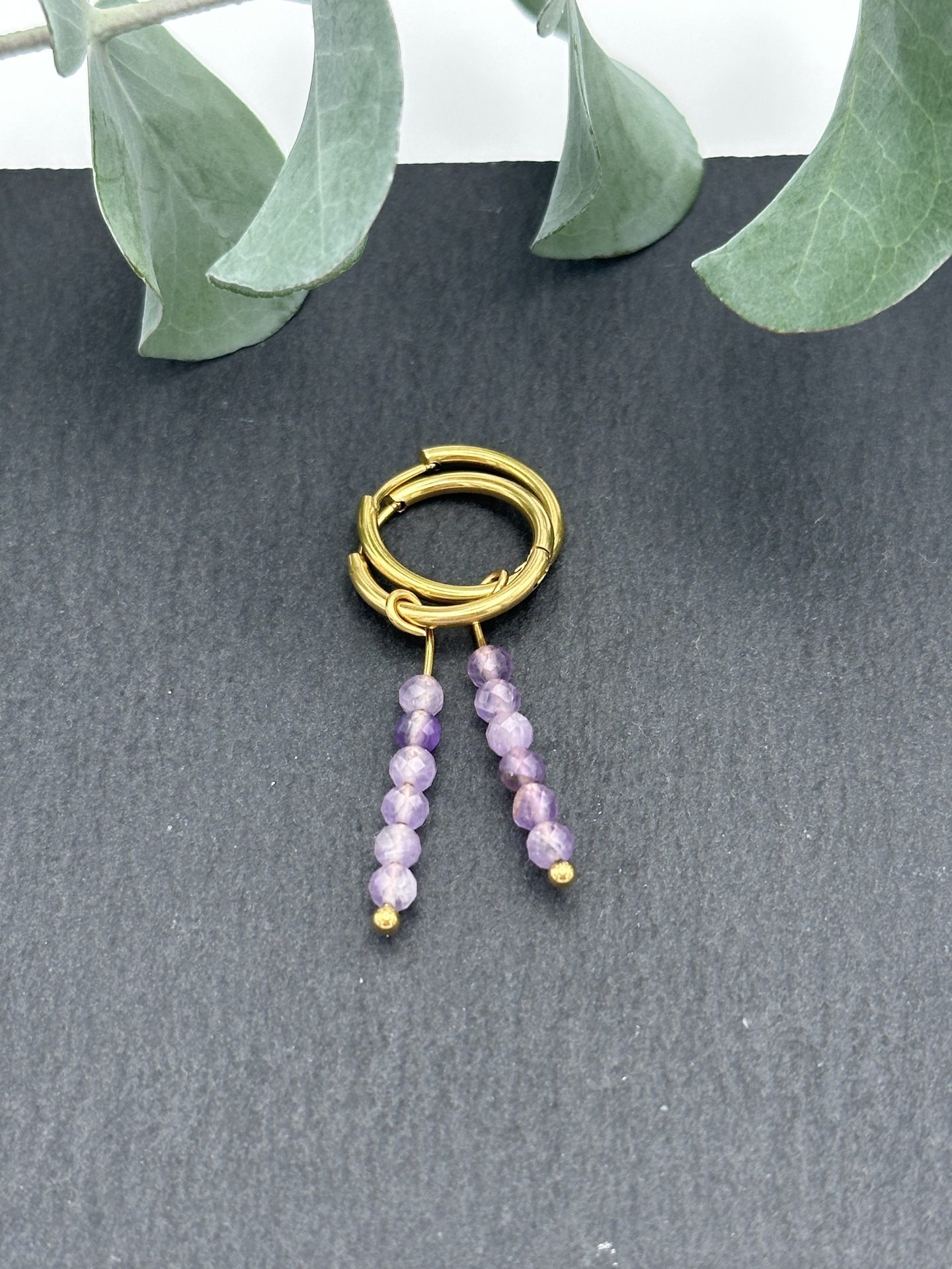 Ohrringe Hoops mit Edelsteinen Amethyst