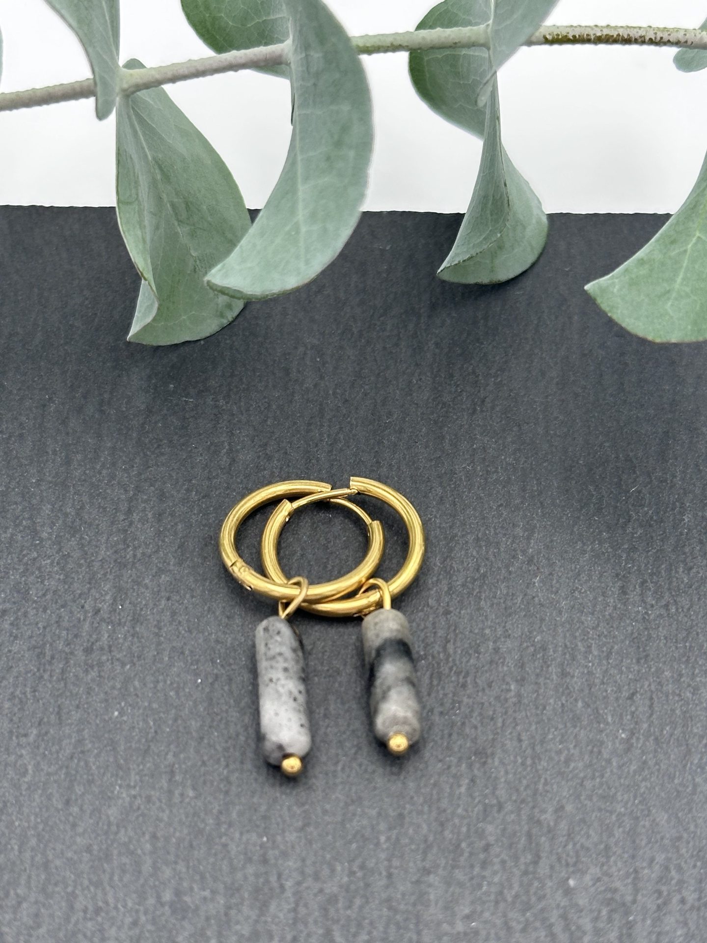 CADI Hoops, Ohrringe Edelstahl gold, anthrazit