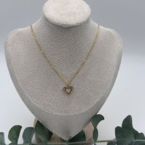 CADI Edelstahl Halskette Sunray Heart, Wasserfest und Nickelfrei, Langlebiger Edelstahl vergoldet